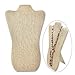 Ikee Design Burlap Covered Padded Necklace Display With Easel, Jewelry Display Tower Stand for Retail Store, Home Decor and Showcase, 8 5/8