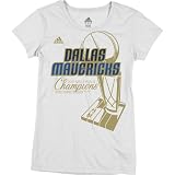 NBA Women's Dallas Mavericks "Miss Summit" Finals Locker Room Champions Tee Shirt By adidas (Light Grey, Large)