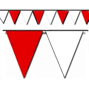 Amazon.com: Red and White Triangle Pennant Flag 100 Ft. Plastic Pennant ...