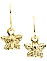 14K Yellow Gold Childrens Butterfly Earrings