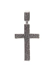 1.20 Carat (ctw) Black Rhodium Plated Sterling Silver Black Round Diamond Micro Pave Setting Cross Ladies Pendant