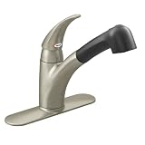 MOEN 7560SLBL Extensa Single Handle Kitchen Faucet with Pullout Spout, Stainless/Matte Black