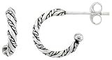 Tiny 1/2 (12mm) Sterling Silver Bali Rope design Hoop Earrings