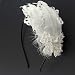Crystalmood Handmade Curly White Feather with Bejeweled Bow Bridal Hairband Kit Adjustable Removable