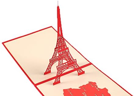 Qubic® 3D POP UP Customized Greeting Words Gift Card Eiffel Tower Paper Cards Invitation Letter