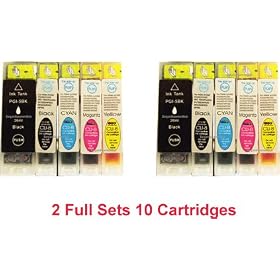 Canon CLI8 / PGI5 WITH CHIP - Multipack x2 Sets of 5 Canon Compatible Printer Ink Cartridges for Canon Pixma MP500, MP530, MP600, MP600R, MP610, MP800, MP800R, MP810, MP830, iP4200, iP4300, iP4500, iP5200, iP5200R, iP5300, Printer Inks (Contains: 2x CLI-8C, 2x CLI-8Y, 2x CLI-8M, 2x CLI-8B, 2x PGI-5BK) Latest Chip Installed, Ready For Use, No Fuss!