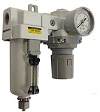 PneumaticPlus SAU4020M-N04G-MEP Air Filter Regulator Modular Combo 1/2" NPT - Manual Drain, Metal Bowl
