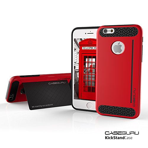 Caseguru® Armor Guard Slim Fit Case for iPhone 6 PLUS / iPhone 6S PLUS (5.5 Inch) [STAND FEATURE] [Lifetime Warranty] - Red