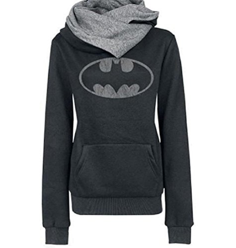 AOVCL Women's Fashion Scarf Neck Batman Tops Hoodies Tees Sweatshirt