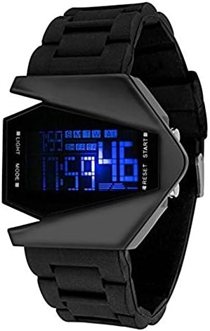 Liang 777 Airplane Shaped Kids Sports Watch Elegant Plane Style Digital LED Silicone Sports Wrist Watch Waterproof Alarm Colorful Light Digital Children Wrist Watches (Black)