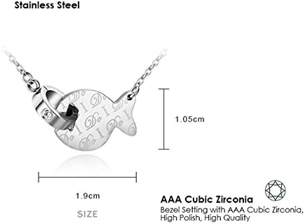 Lovely Fish Clear CZ Stainless Steel Pendant Necklace Women's Girls Gift