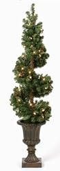 28" Pre-Lit Indoor/Outdoor Spiral Christmas Topiary in Decorative Pot