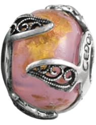 925 Sterling Silver Pink Filigree Glass Bead, For Chamilia, Pandora, Biagi, Personality, Reflections And More Charm Bracelets