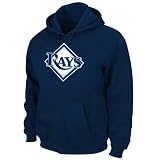MLB Men's Tampa Bay Rays Suede Tek Long Sleeve Hooded Fleece Pullover (Athletic Navy, X-Large)