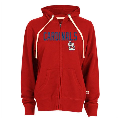 St. Louis Cardinals Women's Fan Fare Full-Zip Hooded Sweatshirt By Majestic Athletic Extra Large