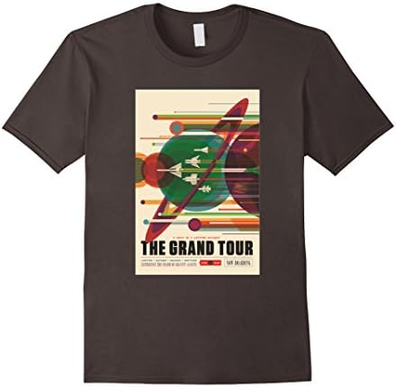 Men's The Grand Tour NASA Voyager Mission Poster T-Shirt XL Asphalt