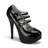 Produkt-Bild: TEEZE-05, Retro Plateau Riemchen-Pumps schwarz Lack