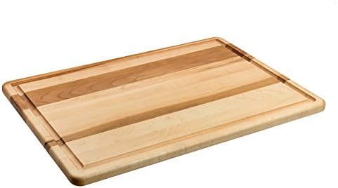 Maple Wood Cutting Board - Large Professional Chopping Surface for Meat and Vegetables - Heavy Duty for Carving, Dicing &amp; Prep - Contains Drip Grooves or Reversible, Naturally Anti-Bacterial 18x12