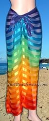 Full Size Pareo: Sheer and Satin Rainbow Stripes