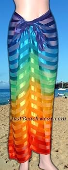 Full Size Pareo: Sheer and Satin Rainbow Stripes