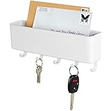 mDesign Mail, Letter Holder, Key Rack Organizer for Entryway, Kitchen - Wall Mount, White