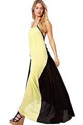 Sexy Halter Spaghetti Strap Summer Backless Colorblocking Party Dress/Maxi Dress 