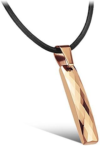 JuliesDeal Fashion Jewelry Fashion Women's Necklace 18k Rose Gold Plated Tungsten Steel Rhombus Pendant 19.69 Inch Length Personality Gift