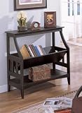 Black Entry Console Sofa Table with Magazine Book Rack Shelf