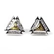 STERLING SILVER MEN'S EARRINGS Yellow Topaz and Clear CZ
