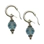 Aqua Round Swarovski Austrian Crystal Silver Hoop Earrings