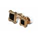 Geoffrey Beene Genuine Black Onyx with Gold Overlapping Bars Cufflink and Stud set