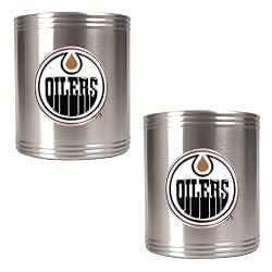 Edmonton Oilers NHL 2pc Stainless Steel Can Holder Set- Primary Logo by Great American Products