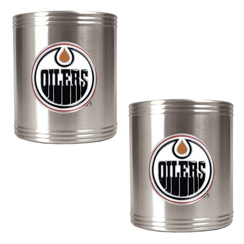 Edmonton Oilers NHL 2pc Stainless Steel Can Holder Set- Primary Logo