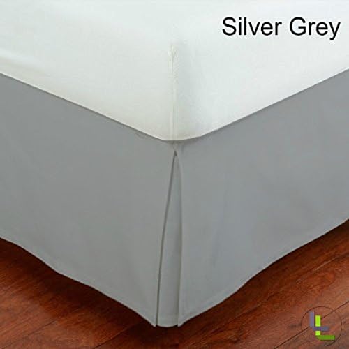 RishCreations King 300TC Silver Grey Solid 100% Egyptian Cotton 1PCs Box Pleated Bedskirt Solid (Drop Length: 21 inches) Superb Finish and Great Quality