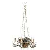 Metal Flower Basket Chandelier with Painted Flowers