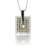 14k Tri Color Gold White and Yellow and Rose Pink Diamond Pendant Necklace 0.68 carat