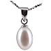 Freshwater Cultured Oval Shape 6-7mm White Pearl Pendant, 16" Sterling Silver 1MM Cable Chain