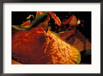 Colorful Details of Sega Dancers Skirt, Seychelles Collections Framed Photographic Poster Print by Nik Wheeler, 29x21