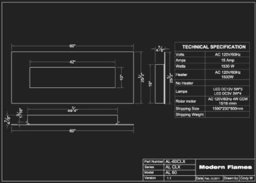 Modern Flames AL60CLX-ED 60" Ambiance Recessed / Wall Mount Electric Fireplace w/ Emperador Dark Face