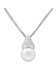 Akoya White Pearl Necklace with Diamonds in 14K White Gold (8-8.5mm)