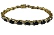 Gold Tennis Bracelet With Black And White Simulated Diamonds - Gold CZ Diamond Bracelet With Black And White Stones