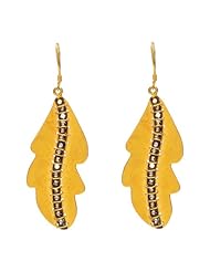 18kt Yellow Gold 1.40ct Diamond Pave Leaf Dangle Earrings New Year Jewelry
