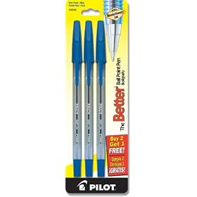 Pilot The Better Ballpoint Pen, Fine Point, 2-Pack, Blue Ink (35006)