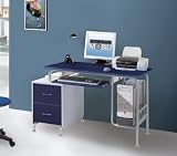 Techni Mobili Buggy Kids MDF Computer Desk with Drawers, Drk Blue & Silver, 52" W x 23" D x 30" H