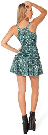 Sexy Fashion Galaxy Sleeveless Belted Pleated Ponte Skater Dress Clubwear