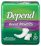 Depend BOOST Inserts - Diaper Liners - Booster Pads - Doublers, Pack/20 Pads