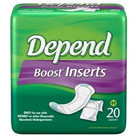 Depend BOOST Inserts - Diaper Liners - Booster Pads - Doublers, Case/120 (6 packs of 20)