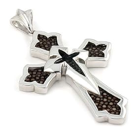 Amazon.com: Sterling silver brown stingray leather cross pendant specially for you! lusterforever: Jewelry from amazon.com