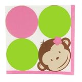 Pink Mod Monkey Lunch Napkins (16) Party Supplies