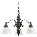 Sea Gull Lighting 39050BLE-71 Three-Light Fluorescent Canterbury Chandelier, Antique Bronze Finish with Satin Etched Glass Shades